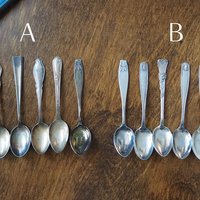Set of six vintage coffee spoons | Small vintage spoons | Mismatched vintage spoons | Vintage coffee spoon set | Vintage alpacca spoons