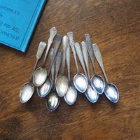 Set of six vintage coffee spoons | Small vintage spoons | Mismatched vintage spoons | Vintage coffee spoon set | Vintage alpacca spoons