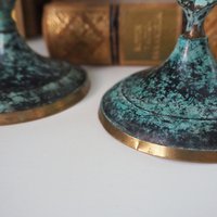 Pair of vintage candlestick holders | Twisted candlestick holders | Tall brass candlestick holders | Matching candlestick holders