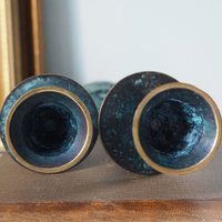 Pair of vintage candlestick holders | Twisted candlestick holders | Tall brass candlestick holders | Matching candlestick holders