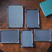 Set of five vintage photo frames | Mismatched vintage picture frames | Vintage silver plated picture frames | Vintage silver plated frames