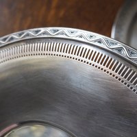 Set of two vintage alpacca silver trays | Mismatched vintage silver trays | Vintage silver plated plates | Alpacca silver platters