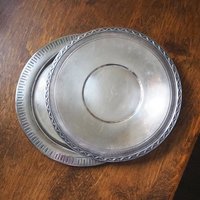 Set of two vintage alpacca silver trays | Mismatched vintage silver trays | Vintage silver plated plates | Alpacca silver platters
