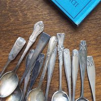 Set of six vintage coffee spoons | Small vintage spoons | Mismatched vintage spoons | Vintage coffee spoon set | Vintage alpacca spoons
