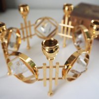 Vintage crystal candelabrum | Round vintage candelabra | Gold plated candelabra | Vintage candelabra with crystals