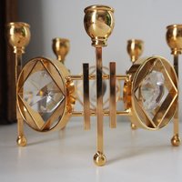 Vintage crystal candelabrum | Round vintage candelabra | Gold plated candelabra | Vintage candelabra with crystals