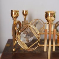 Vintage crystal candelabrum | Round vintage candelabra | Gold plated candelabra | Vintage candelabra with crystals