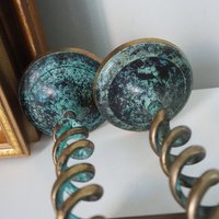 Pair of vintage candlestick holders | Twisted candlestick holders | Tall brass candlestick holders | Matching candlestick holders