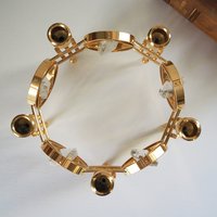 Vintage crystal candelabrum | Round vintage candelabra | Gold plated candelabra | Vintage candelabra with crystals
