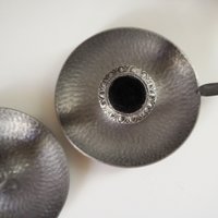 Set of two vintage candlestick holders | Norsk Tinn pewter candlestick holders | Norwegian chamber style candle holders