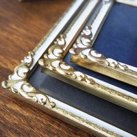 Set of three vintage photo frames | Set of three matching vintage frames | Vintage brass picture frames | Brass and white frames
