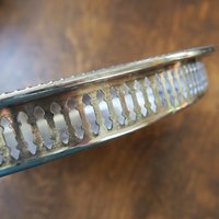 Vintage silver plated tray | Vintage tray with a raised edge | Silver plated serving tray with a cutout rim | Vintage decorative tray