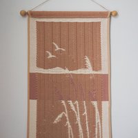 Vintage wall hanging | Pastel wall hanging | Vintage pink wall hanging | Scandinavian woven textile | Made in Finland