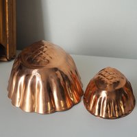 Vintage copper molds | Copper pineapple molds | Set of two vintage copper baking tins | Vintage copper baking tins