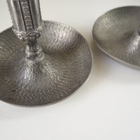 Set of two vintage candlestick holders | Norsk Tinn pewter candlestick holders | Norwegian chamber style candle holders