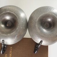 Set of two vintage candlestick holders | Norsk Tinn pewter candlestick holders | Norwegian chamber style candle holders