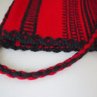 Vintage bag | Red and black shepherd's bag | Wool crossbody bag | Vintage wool bag | Red crossbody bag