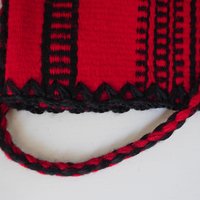 Vintage bag | Red and black shepherd's bag | Wool crossbody bag | Vintage wool bag | Red crossbody bag