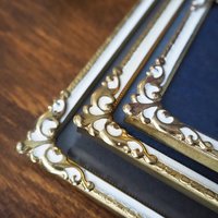 Set of three vintage photo frames | Set of three matching vintage frames | Vintage brass picture frames | Brass and white frames