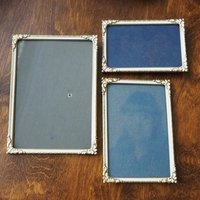 Set of three vintage photo frames | Set of three matching vintage frames | Vintage brass picture frames | Brass and white frames
