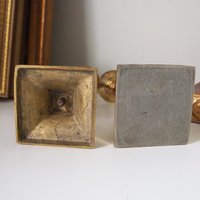 Pair of vintage candlestick holders | Brass candlestick holders | Tall brass candlestick holders | Mismatched candlestick holders