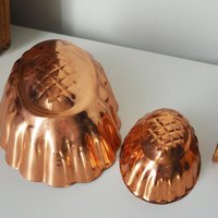 Vintage copper molds | Copper pineapple molds | Set of two vintage copper baking tins | Vintage copper baking tins