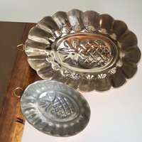 Vintage copper molds | Copper pineapple molds | Set of two vintage copper baking tins | Vintage copper baking tins
