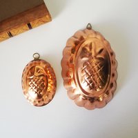 Vintage copper molds | Copper pineapple molds | Set of two vintage copper baking tins | Vintage copper baking tins