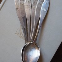 Set of six vintage coffee spoons | Vintage alpacca silver coffee spoons | Small spoons | Pine cone coffee spoon set | Vintage alpacca spoons