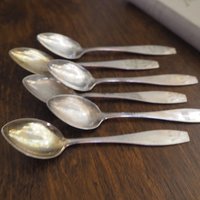 Set of six vintage coffee spoons | Vintage alpacca silver coffee spoons | Small spoons | Pine cone coffee spoon set | Vintage alpacca spoons