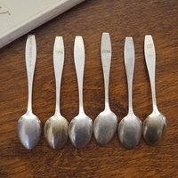 Set of six vintage coffee spoons | Vintage alpacca silver coffee spoons | Small spoons | Pine cone coffee spoon set | Vintage alpacca spoons