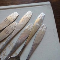 Set of six vintage coffee spoons | Vintage alpacca silver coffee spoons | Small spoons | Pine cone coffee spoon set | Vintage alpacca spoons