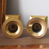 Pair of vintage candlestick holders | Brass candlestick holders | Tall brass candlestick holders | Mismatched candlestick holders