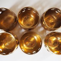 Set of six vintage tealight candle holders | Brass tealight candleholders | Vintage brass votive candleholders | Brass tealight holders