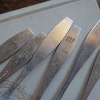 Set of six vintage coffee spoons | Vintage alpacca silver coffee spoons | Small spoons | Pine cone coffee spoon set | Vintage alpacca spoons