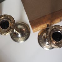 Set of two vintage candlestick holders | Twisted candle holders | Small candlestick holders | Vintage candle holder pair | Made in England