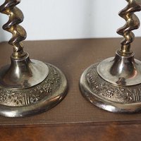 Set of two vintage candlestick holders | Twisted candle holders | Small candlestick holders | Vintage candle holder pair | Made in England
