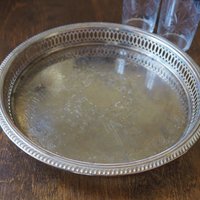 Vintage silver plated tray | Vintage tray with a raised edge | Silver plated serving tray with a cutout rim | Vintage decorative tray
