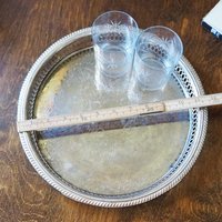 Vintage silver plated tray | Vintage tray with a raised edge | Silver plated serving tray with a cutout rim | Vintage decorative tray