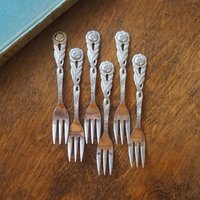 Set of six vintage dessert forks | Small vintage forks | Vintage dessert forks | Vintage dessert fork set | Amefa dessert forks