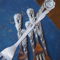 Set of six vintage dessert forks | Small vintage forks | Vintage dessert forks | Vintage dessert fork set | Amefa dessert forks