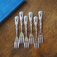 Set of six vintage dessert forks | Small vintage forks | Vintage dessert forks | Vintage dessert fork set | Amefa dessert forks