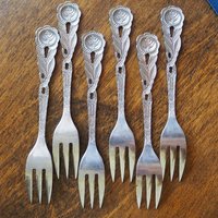 Set of six vintage dessert forks | Small vintage forks | Vintage dessert forks | Vintage dessert fork set | Amefa dessert forks