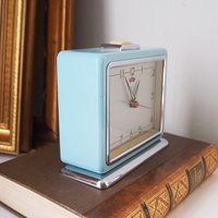 Vintage alarm clock | Shanghai Diamond alarm clock | Vintage wind up clock | Retro sky blue alarm clock | Working order