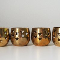Set of six vintage tealight candle holders | Brass tealight candleholders | Vintage brass votive candleholders | Brass tealight holders