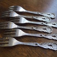 Set of six vintage dessert forks | Small vintage forks | Vintage dessert forks | Vintage dessert fork set | Amefa dessert forks