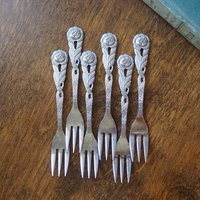 Set of six vintage dessert forks | Small vintage forks | Vintage dessert forks | Vintage dessert fork set | Amefa dessert forks