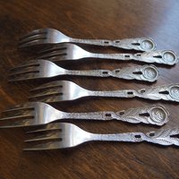 Set of six vintage dessert forks | Small vintage forks | Vintage dessert forks | Vintage dessert fork set | Amefa dessert forks
