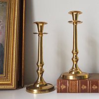 Pair of vintage candlestick holders | Brass candlestick holders | Tall brass candlestick holders