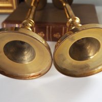 Pair of vintage candlestick holders | Brass candlestick holders | Tall brass candlestick holders